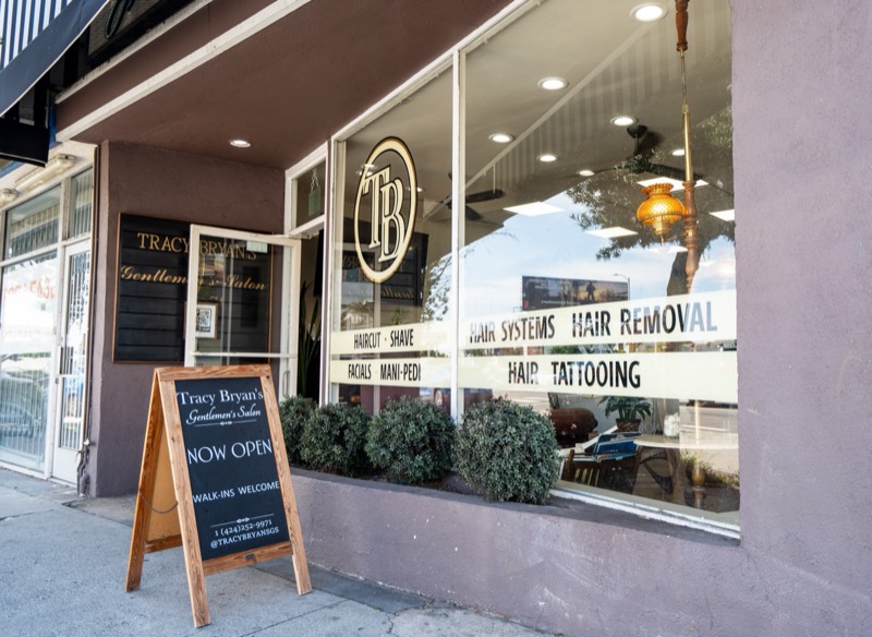 Tracy Bryan's Gentlemen Salon storefront on Westwood Blvd, Los Angeles